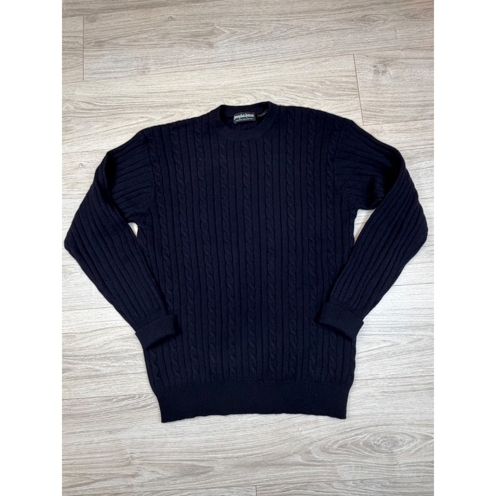 Joseph & Lyman Mens Navy Blue 100% Pure Cashmere Cable Knit Sweater Medium